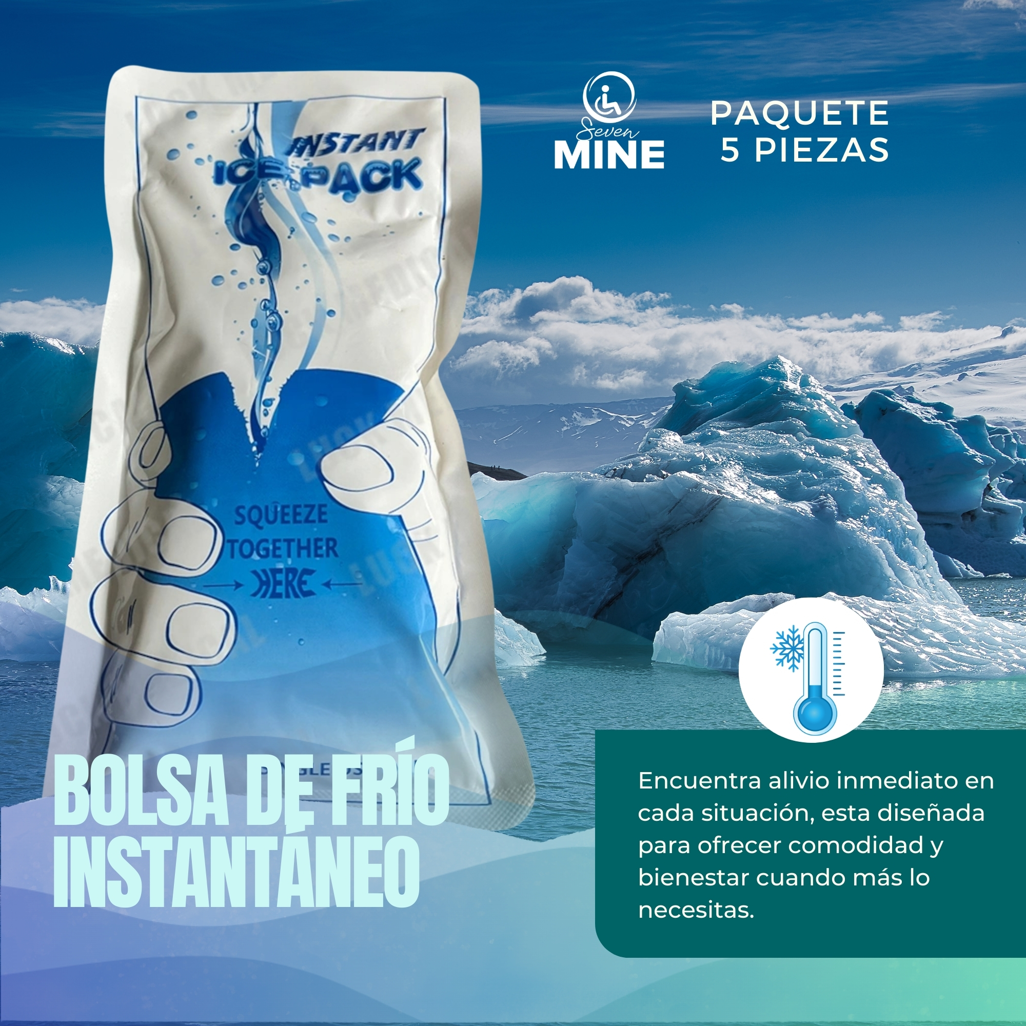 Foto 4 pulgar | 5 Bolsas De Hielo Instantáneo – Compresas Frías Portátiles Para Alivio Del Dolor En Rodilla, Espalda Y Cuello.  (2