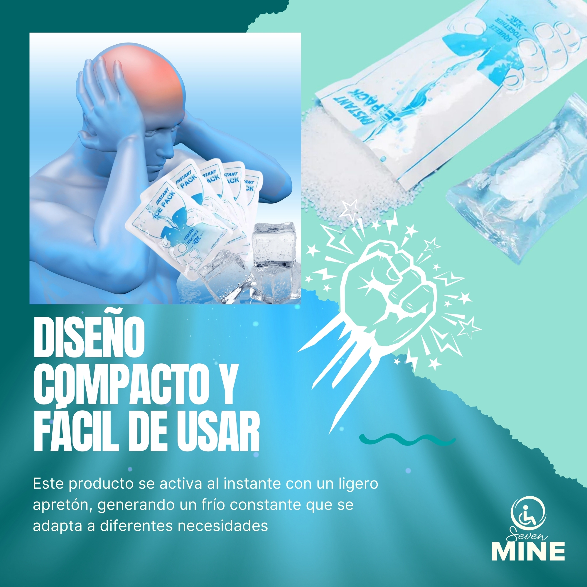 Foto 5 pulgar | 5 Bolsas De Hielo Instantáneo – Compresas Frías Portátiles Para Alivio Del Dolor En Rodilla, Espalda Y Cuello.  (2