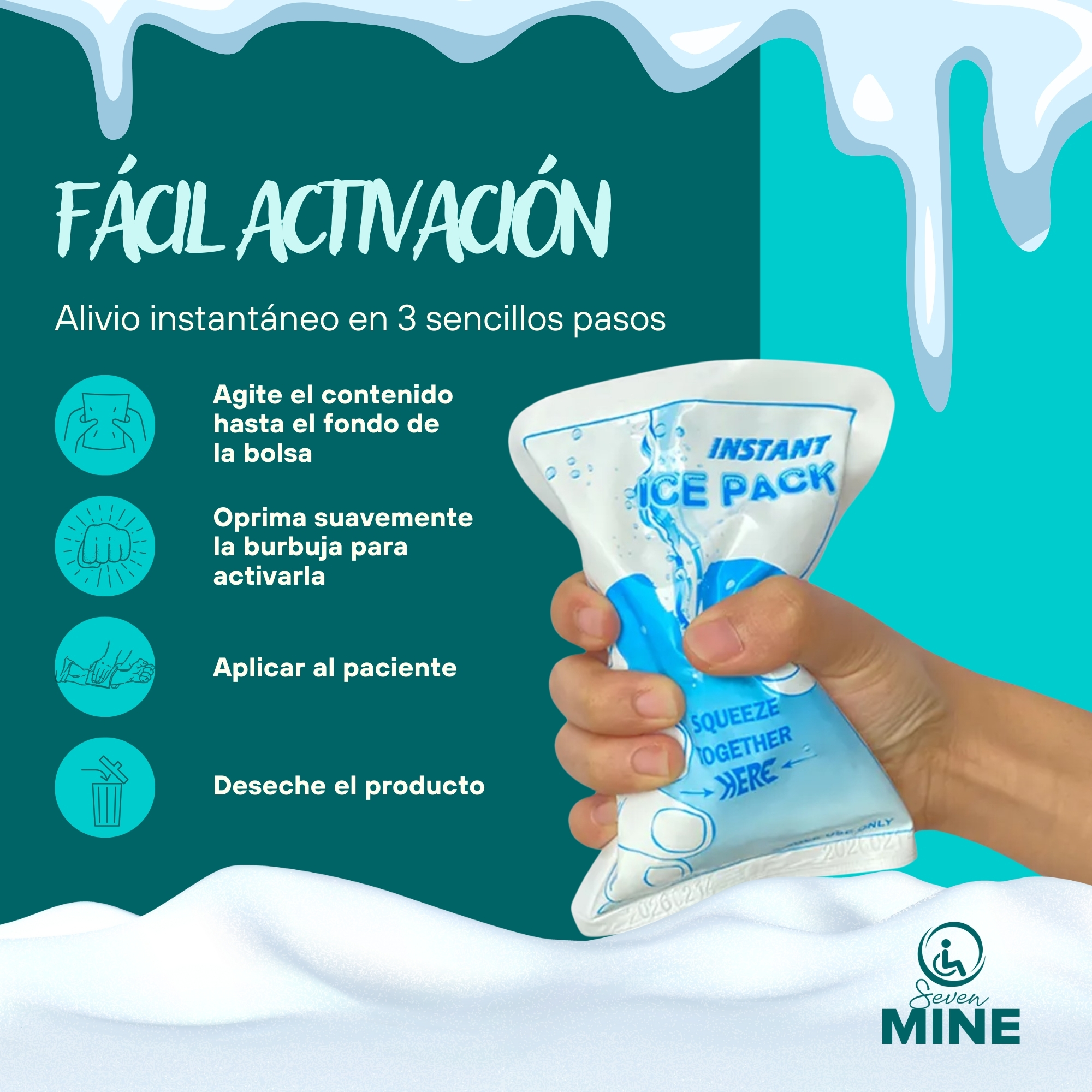 Foto 6 pulgar | 5 Bolsas De Hielo Instantáneo – Compresas Frías Portátiles Para Alivio Del Dolor En Rodilla, Espalda Y Cuello.  (2