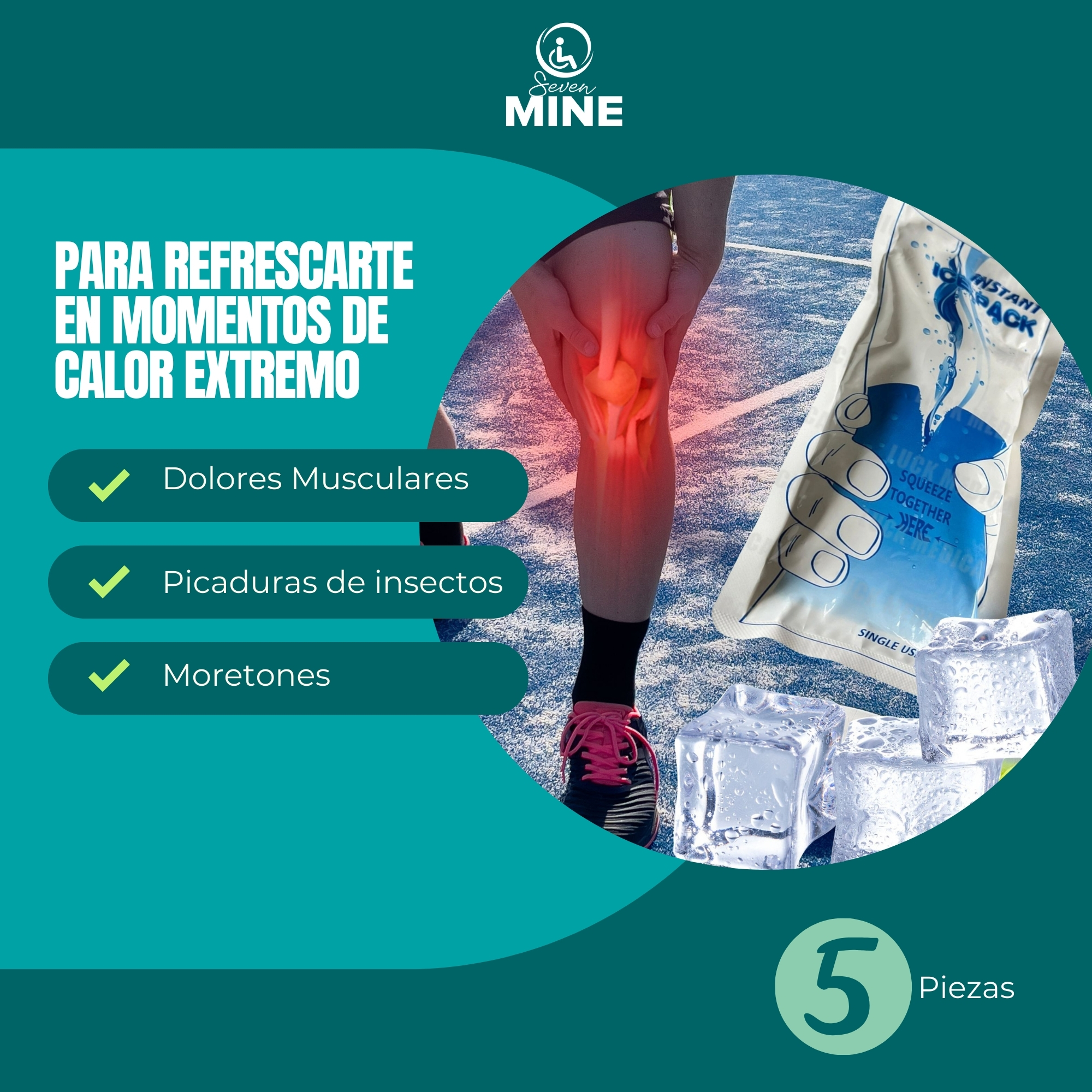 Foto 8 pulgar | 5 Bolsas De Hielo Instantáneo – Compresas Frías Portátiles Para Alivio Del Dolor En Rodilla, Espalda Y Cuello.  (2