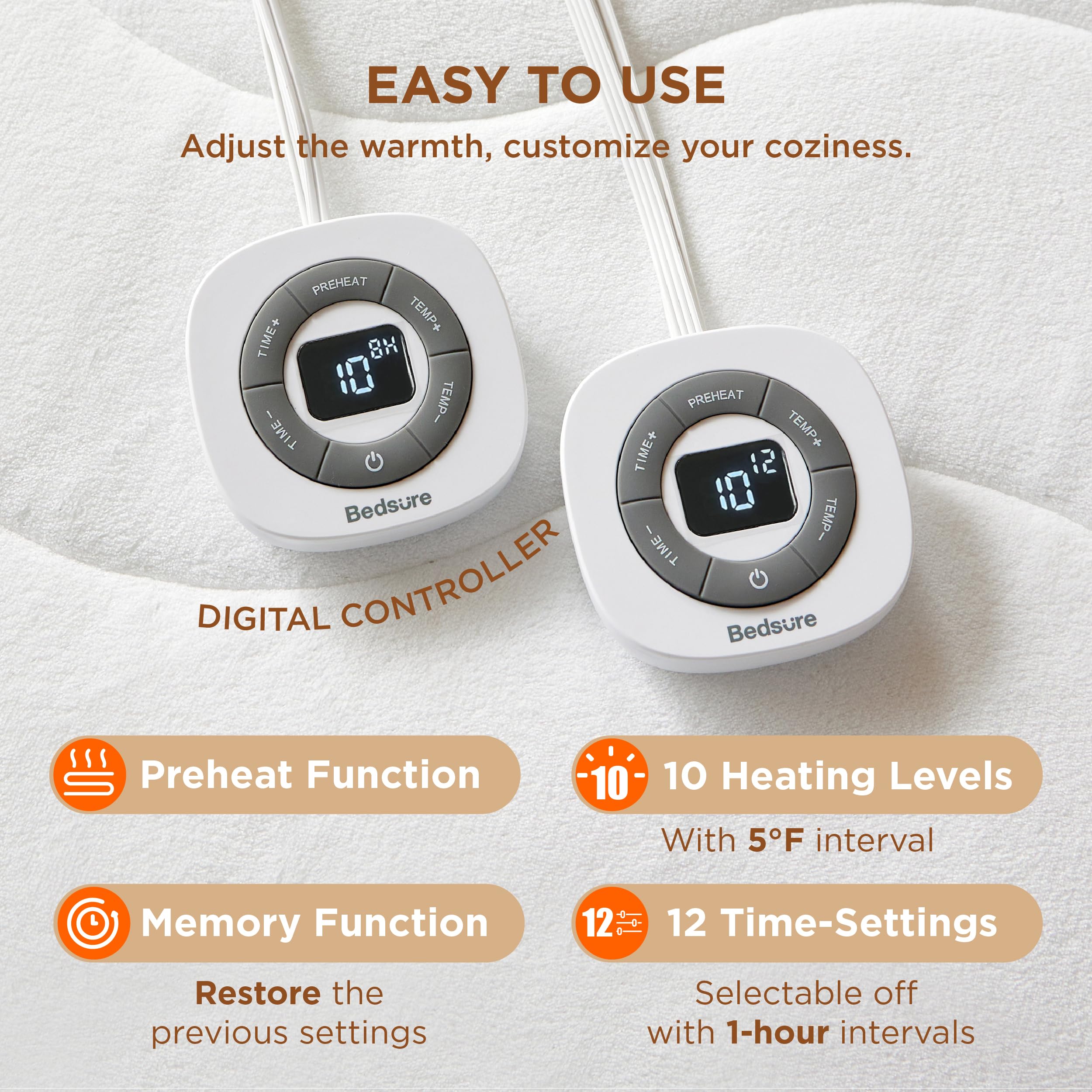 Foto 4 pulgar | Funda De Colchón Con Calefacción Bedsure King Con Memoria Y Precalentamiento De 10 Grados - Venta Internacional.