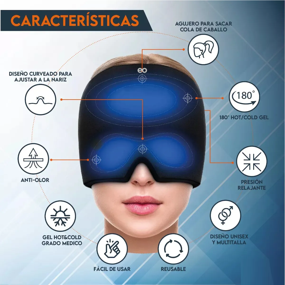 Foto 4 pulgar | Gorro Para Migraña Alivio Compresa De Gel Frío Y Caliente Eo Safe Imports Esi-19769 Negro