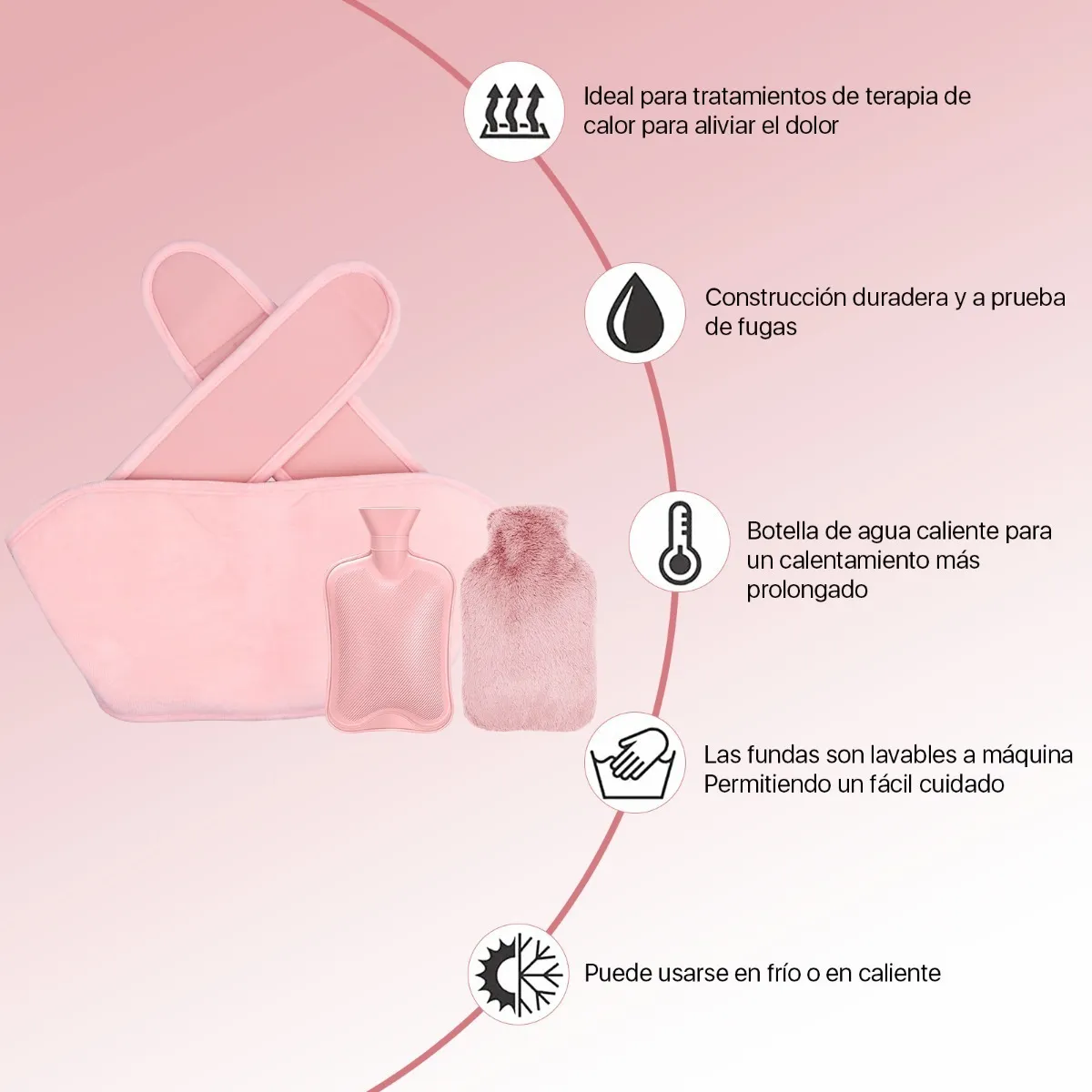 Foto 2 | Bolsa De Agua Caliente  Lab.g Peluche 3pz Rosa