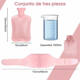 Foto 3 | Bolsa De Agua Caliente Lab.g Peluche 3pz Rosa