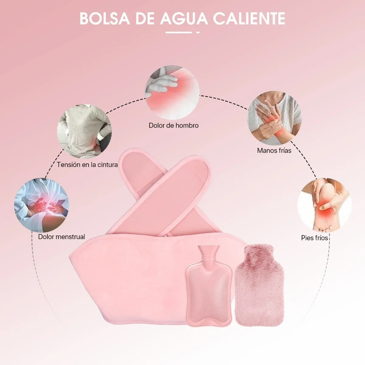 Foto 5 | Bolsa De Agua Caliente  Lab.g Peluche 3pz Rosa
