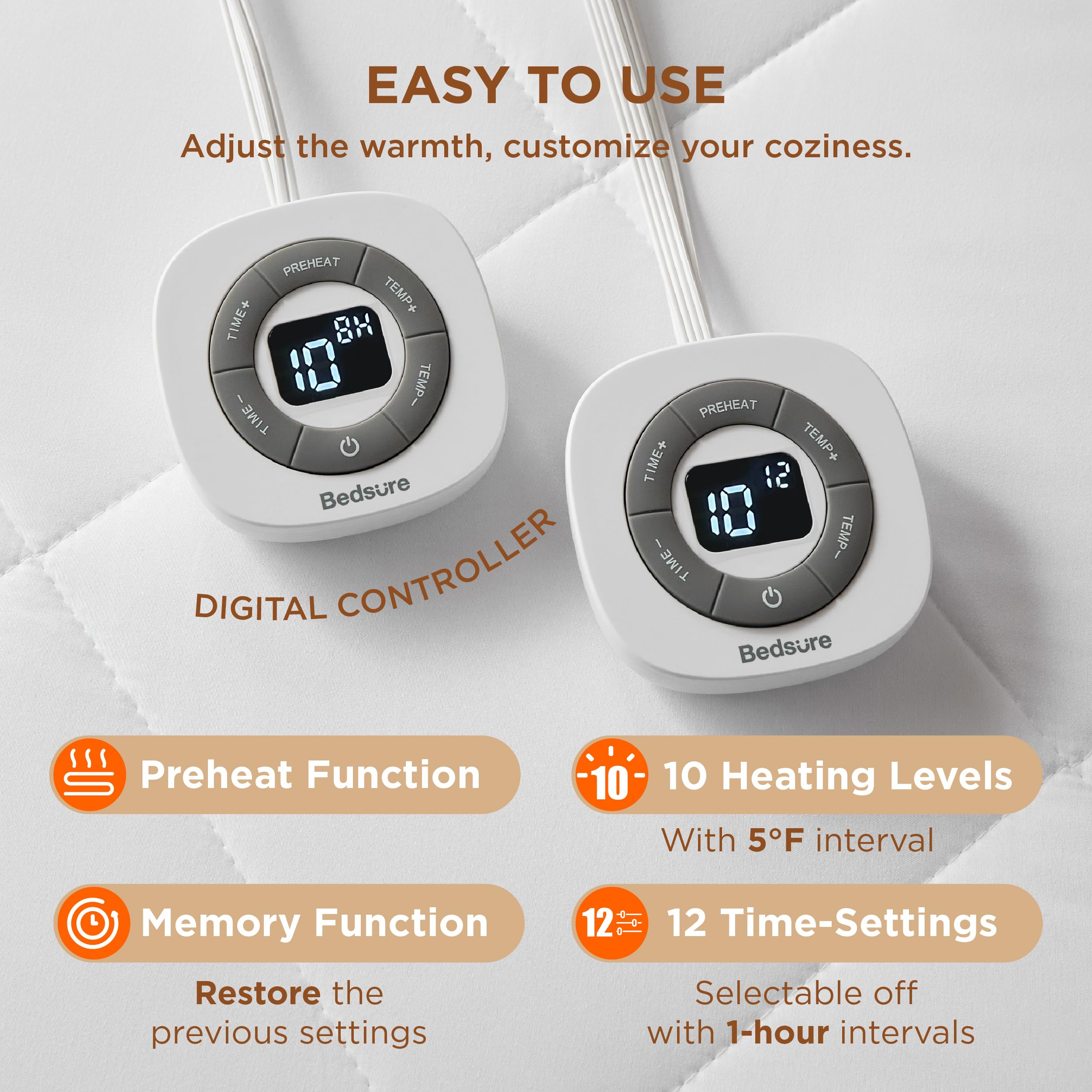 Foto 4 pulgar | Funda De Colchón Con Calefacción Bedsure King Con Memoria Y Precalentamiento De 10 Grados - Venta Internacional.