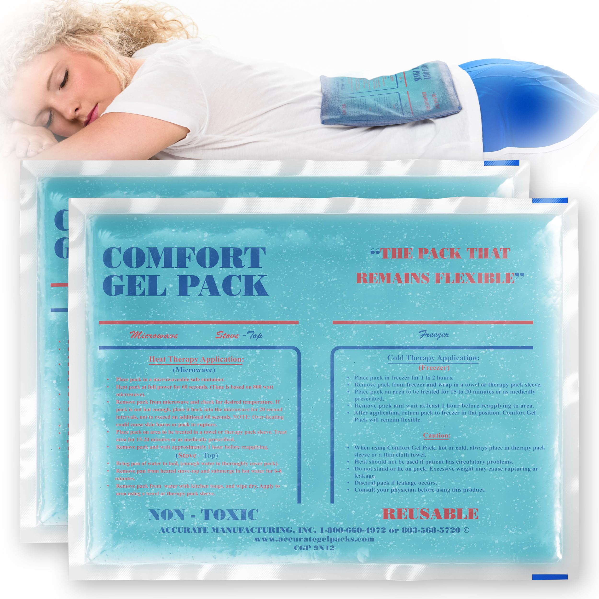 Foto 1 | Paquete De Gel Accurate Comfort 9 X 12  Paquete De 2 Unidades Para Terapia De Frío Y Calor - Venta Internacional.
