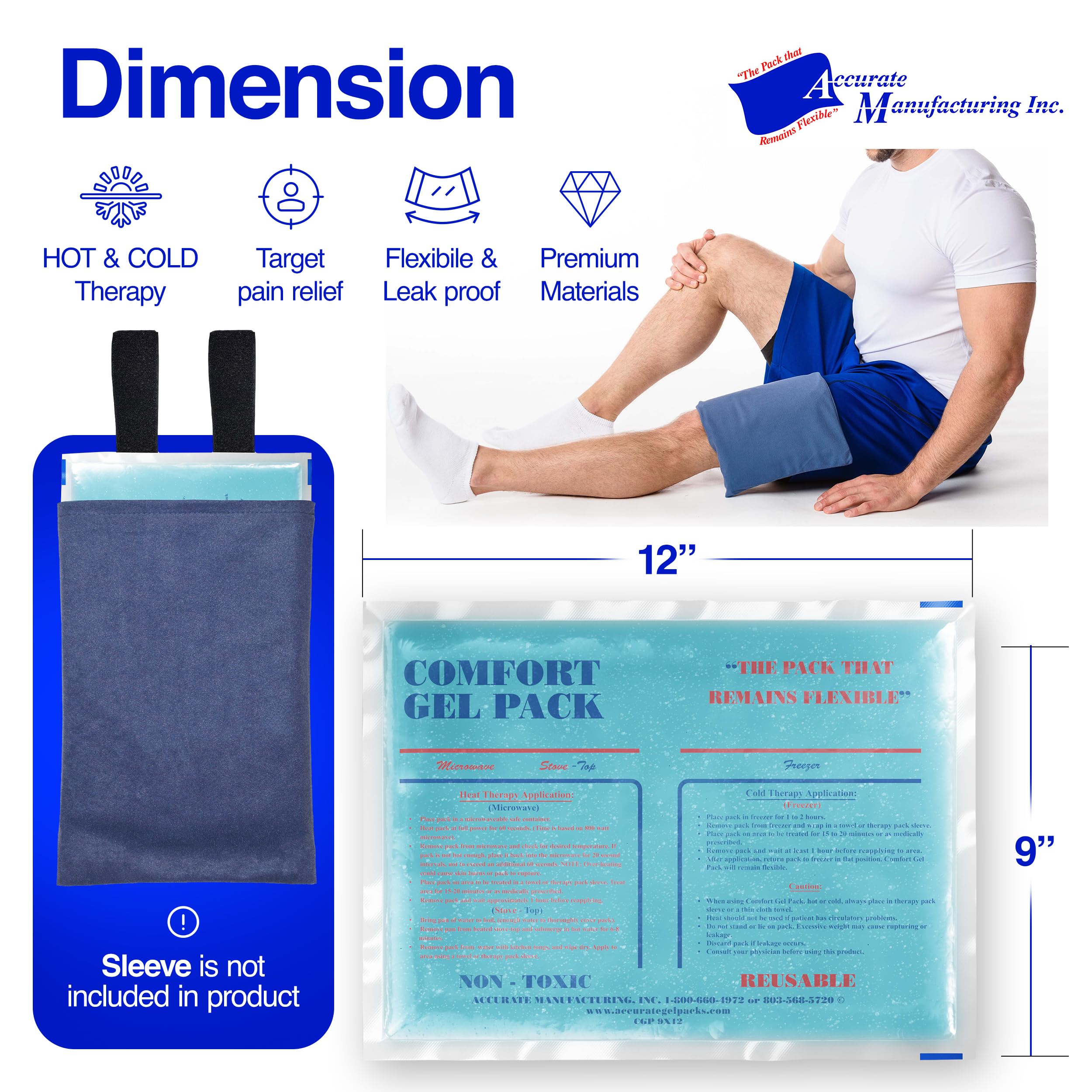 Foto 6 | Paquete De Gel Accurate Comfort 9 X 12  Paquete De 2 Unidades Para Terapia De Frío Y Calor - Venta Internacional.