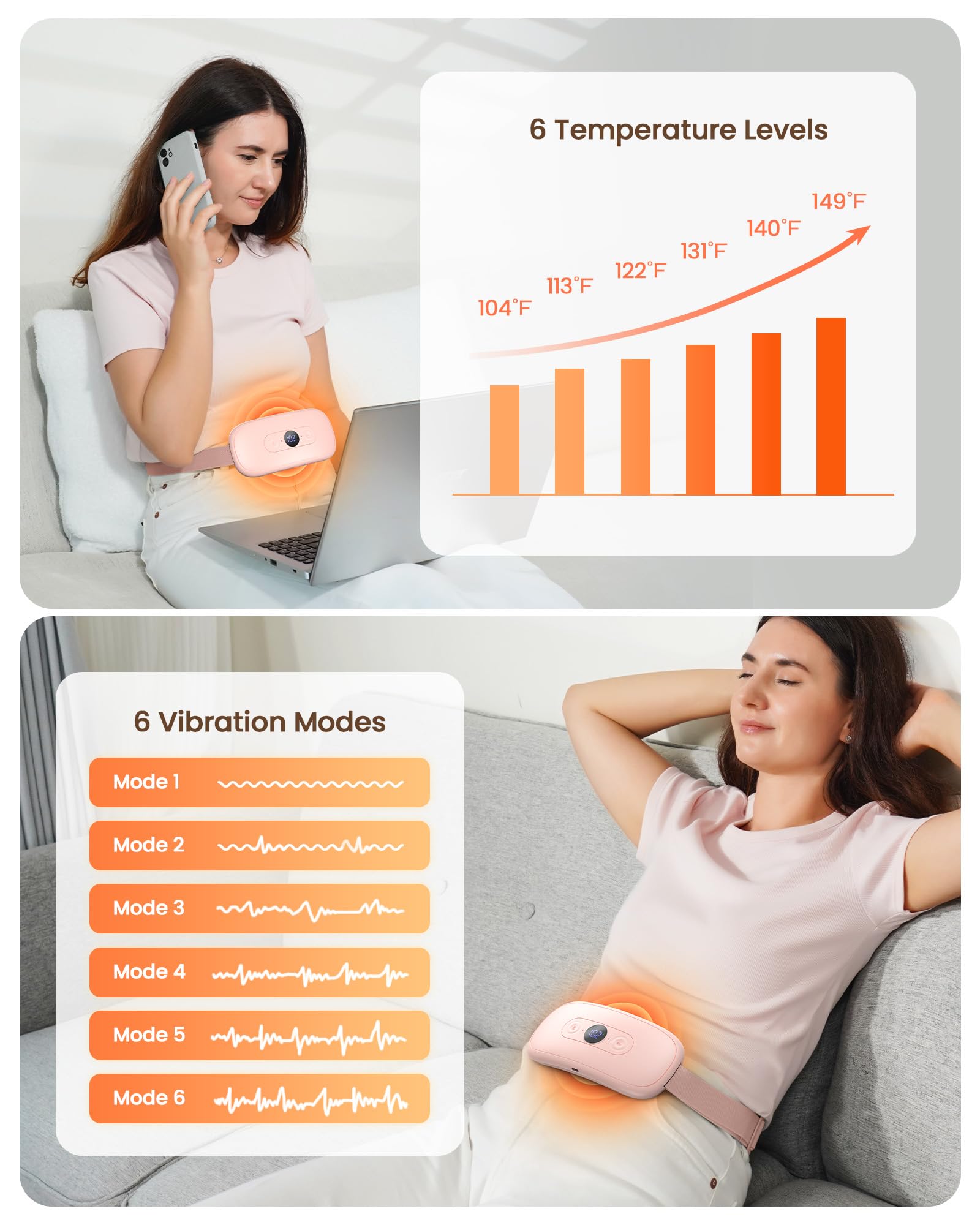 Foto 6 pulgar | Almohadilla Térmica Koonie Para Calambres Menstruales De 5000 Mah Con 6 Niveles De Calor - Venta Internacional.