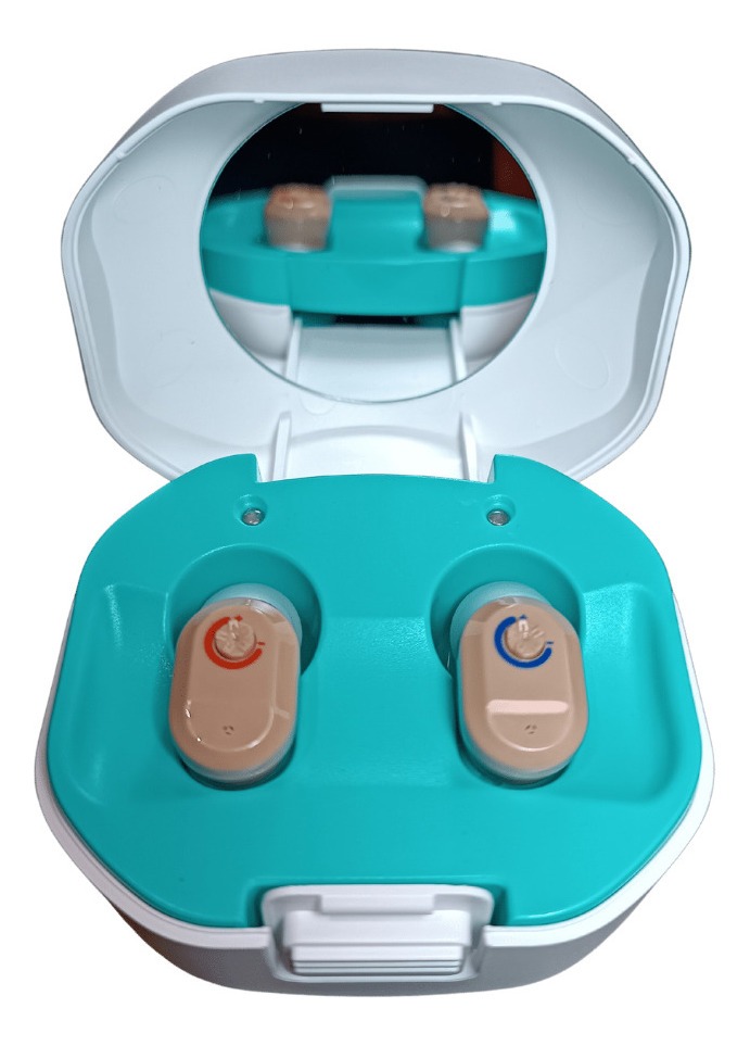Aparato Auditivo Axon Z127c Color Beige/verde Para Sordera Recargable 2 Piezas