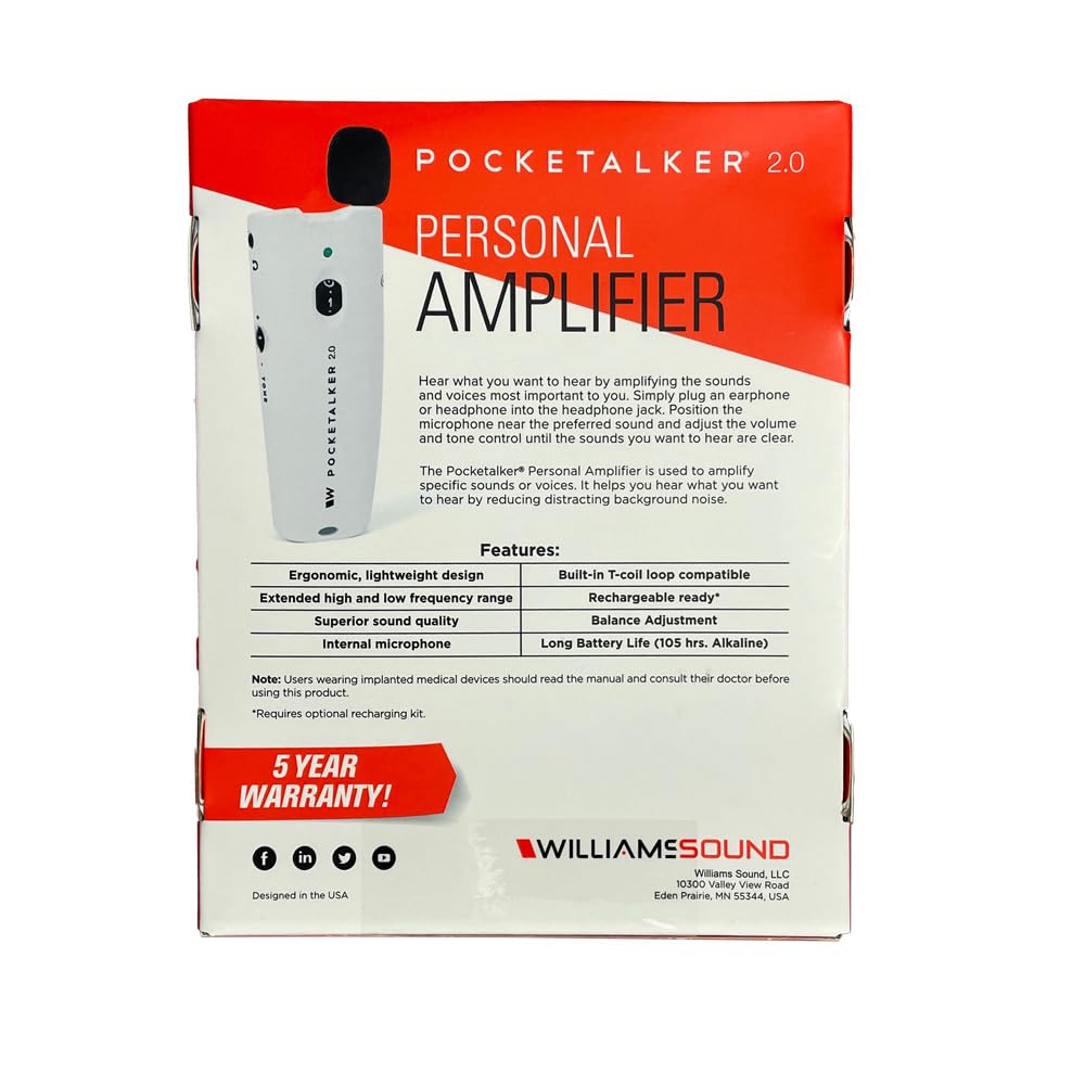 Foto 4 pulgar | Amplificador Personal Williams Sound Pocketalker 2.0 Pkt E1 - Venta Internacional.