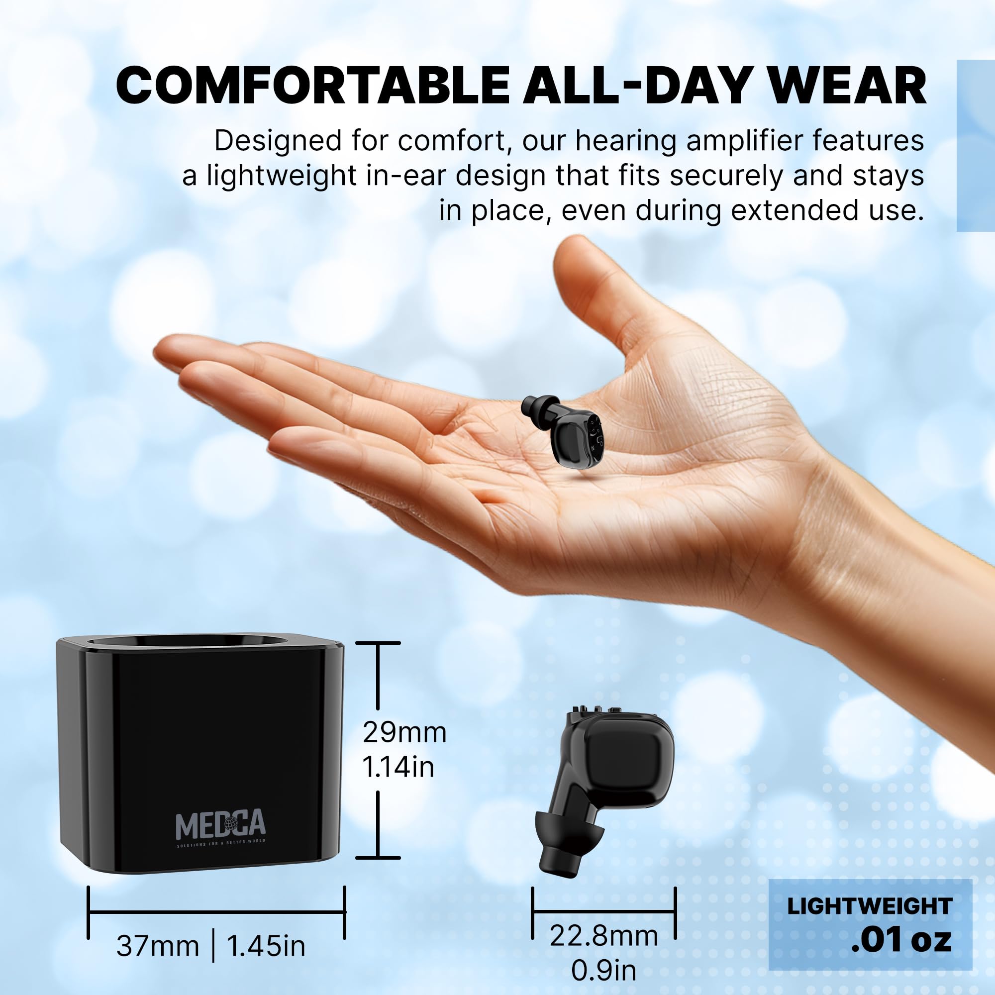 Foto 3 | Audífono Medca Recargable Hd Sound Para Adultos, Color Negro - Venta Internacional.