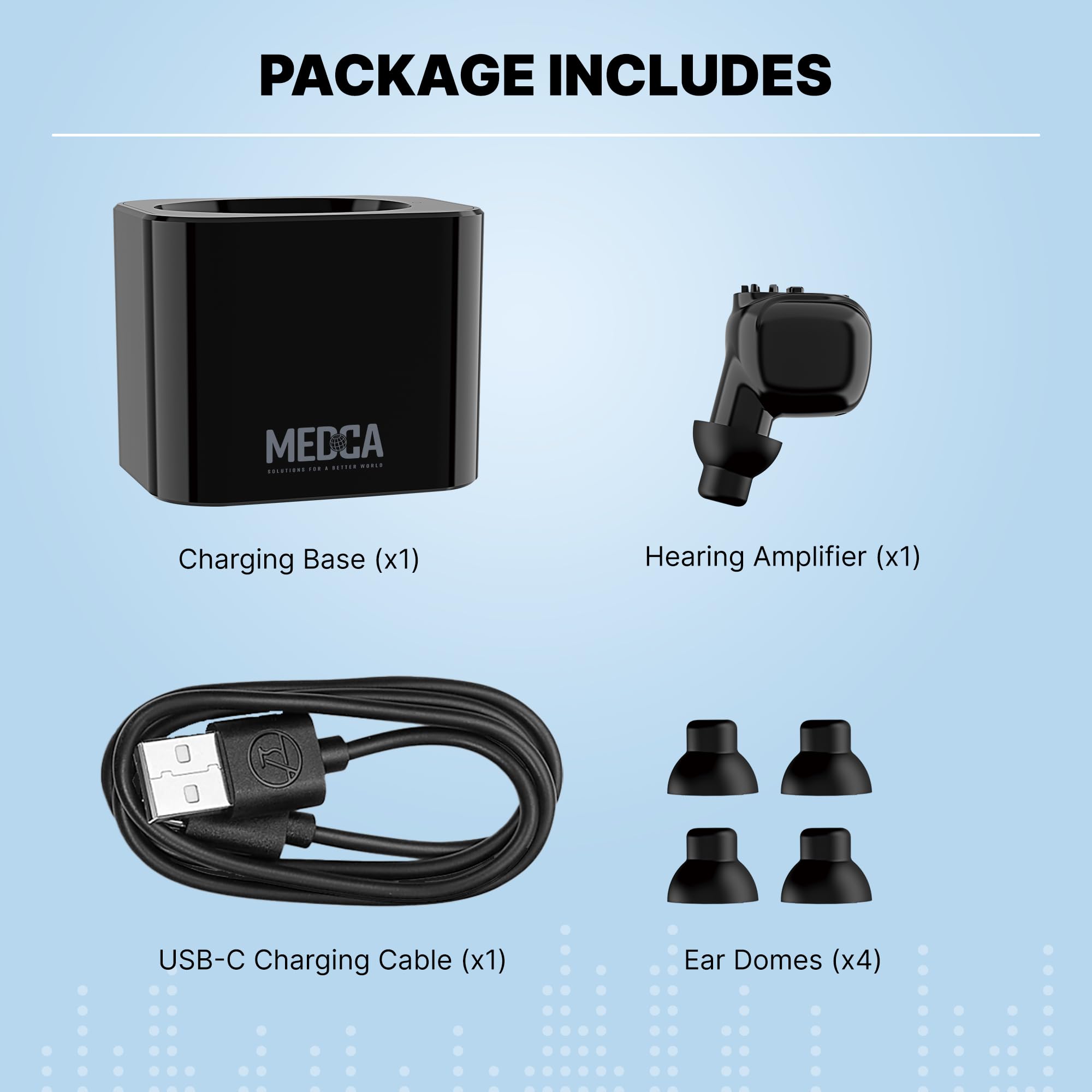 Foto 6 | Audífono Medca Recargable Hd Sound Para Adultos, Color Negro - Venta Internacional.