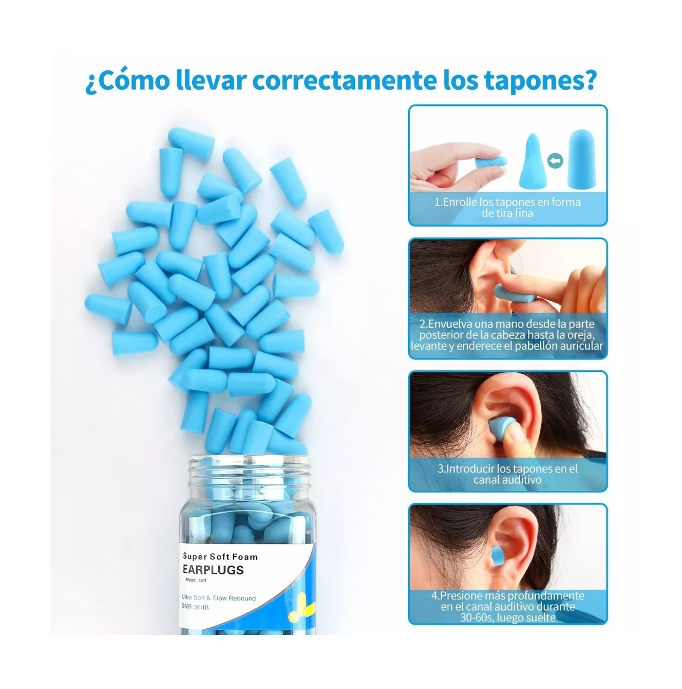 Foto 5 pulgar | Kit de Tapones de Oído + Antifaz Belug color Azul de Espuma Ultrasuave