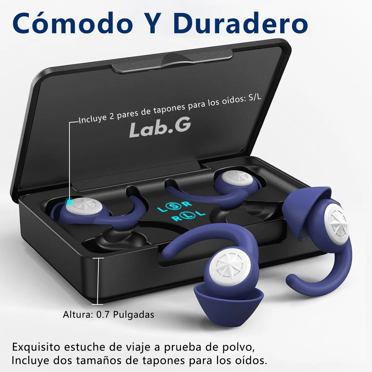Foto 3 pulgar | 2 Pares Tapones Para Los Oídos Silicona Dormir Azul Marino