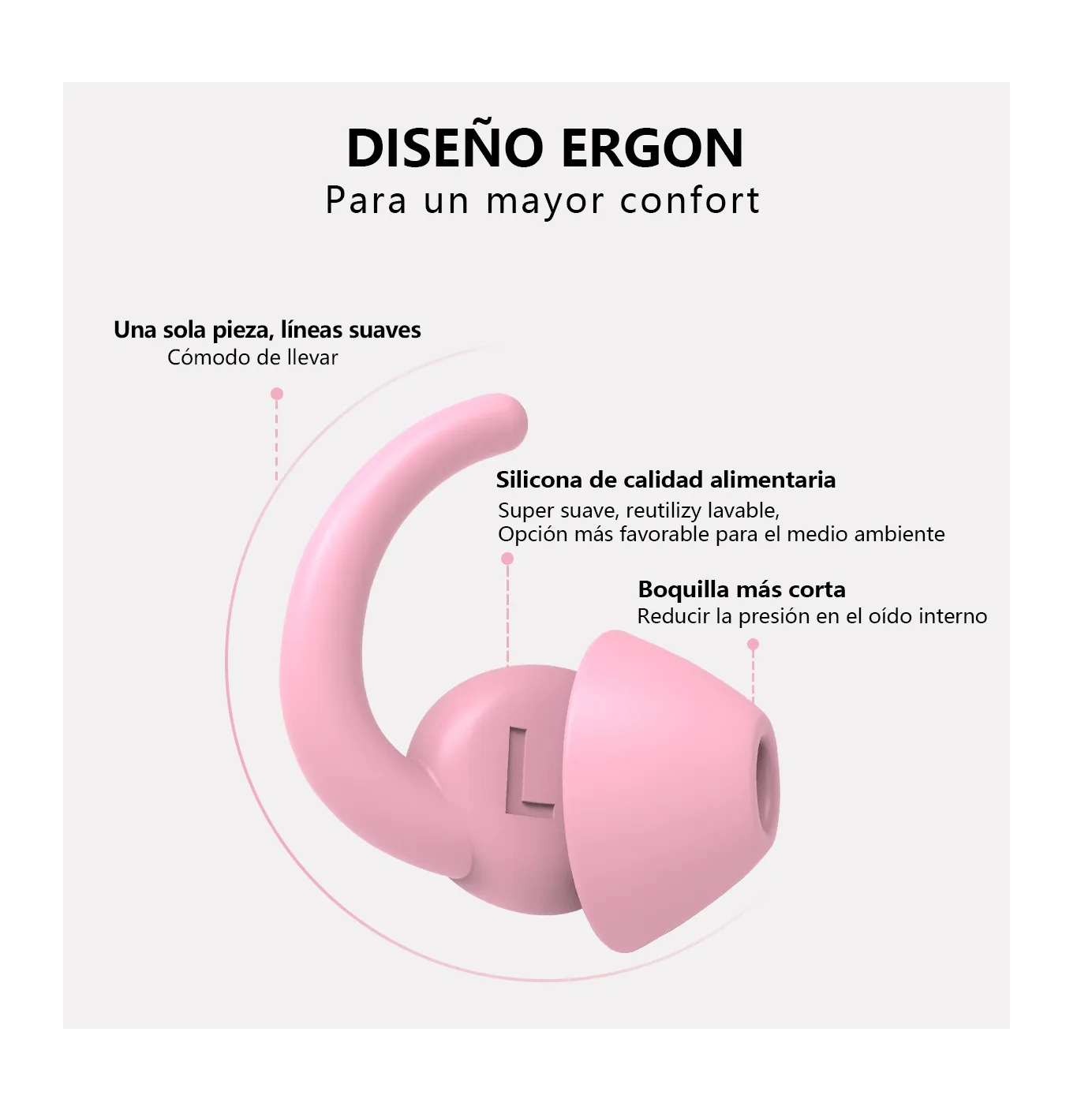 Foto 5 | 2 Pares Tapones Para Los Oídos Silicona Dormir Rosa