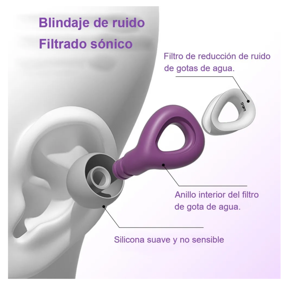 Foto 4 pulgar | Tapones Dormir Para Oídos Con Reducción De Ruido 35db Lab.g  Purpura