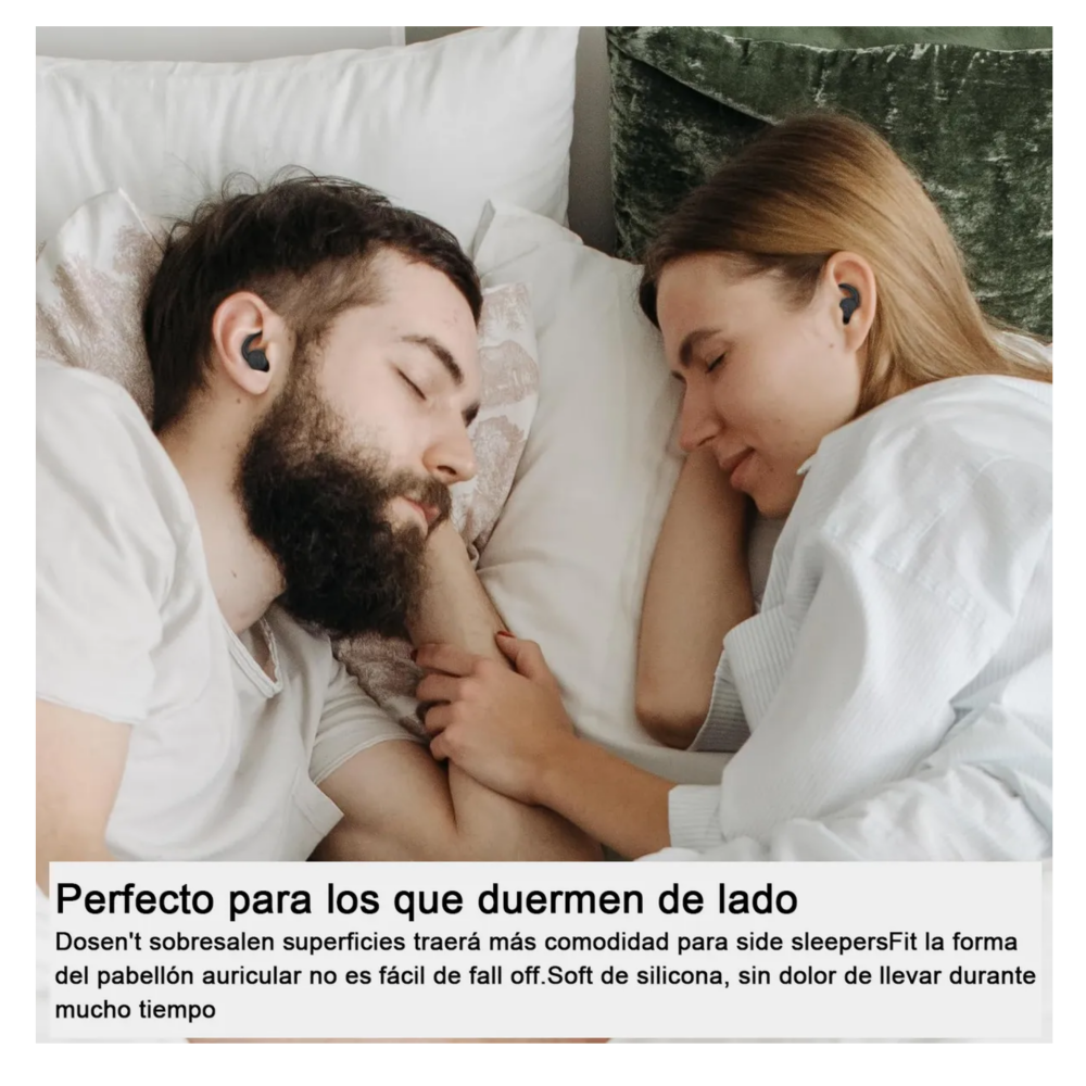 Foto 6 pulgar | 2 Pares Tapones Para Los Oídos Silicona Dormir Belug  Negro