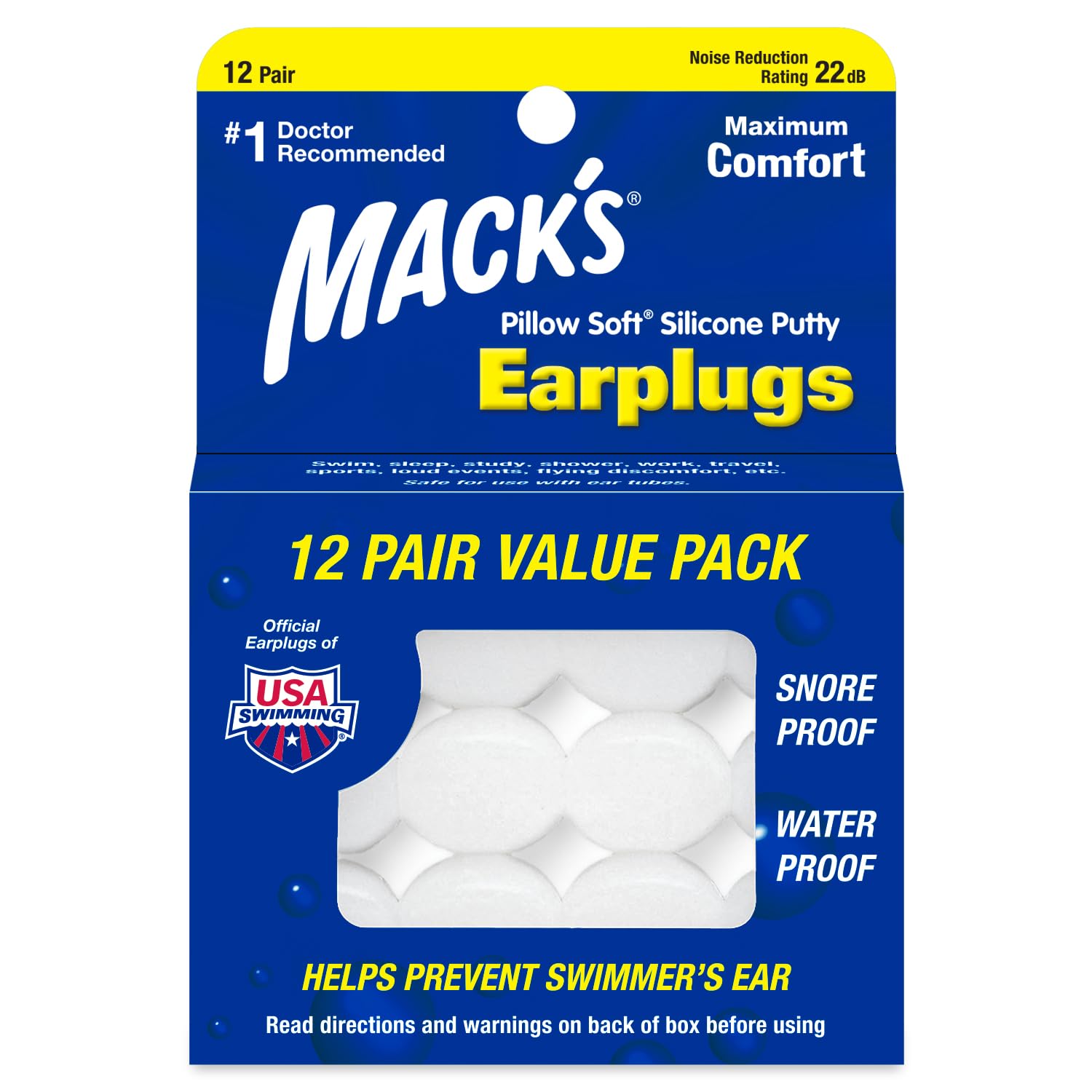 Tapones Para Los Oídos Mack's Pillow De Silicona Suave  12 Pares - Venta Internacional.
