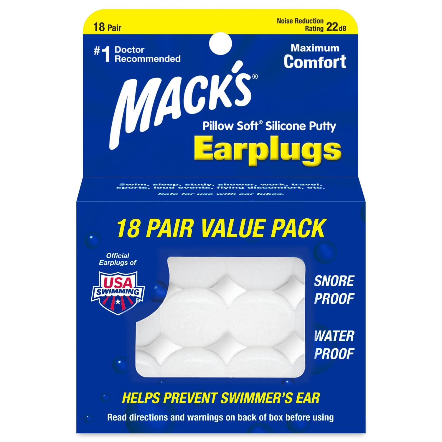 Tapones Para Los Oídos Mack's Pillow De Silicona Suave  18 Pares - Venta Internacional.