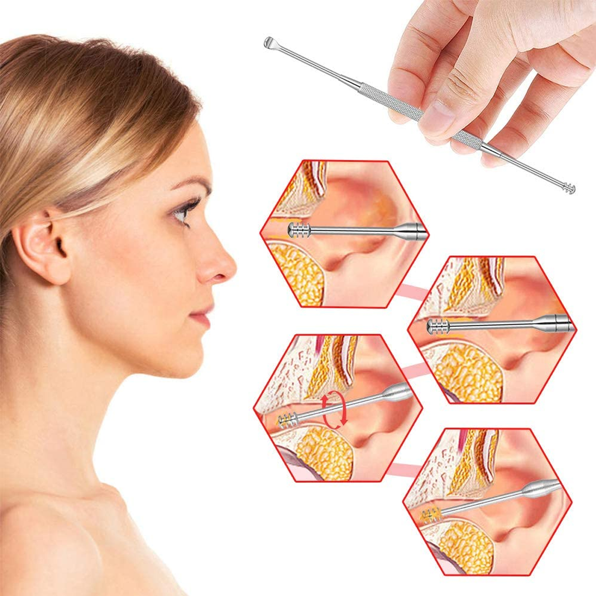 Foto 4 | Hisopo Acero Inoxidable 8pz Estuche Limpieza Oidos Cerumen