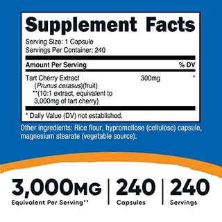 Foto 2 | Suplemento Nutricost De Extracto De Cereza Ácida 3000 Mg 240 Cápsulas - Venta Internacional.