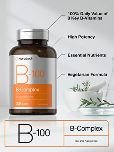 Foto 4 pulgar | Suplemento Horbaach B-100 Complex 300 Comprimidos Vegetariano - Venta Internacional.