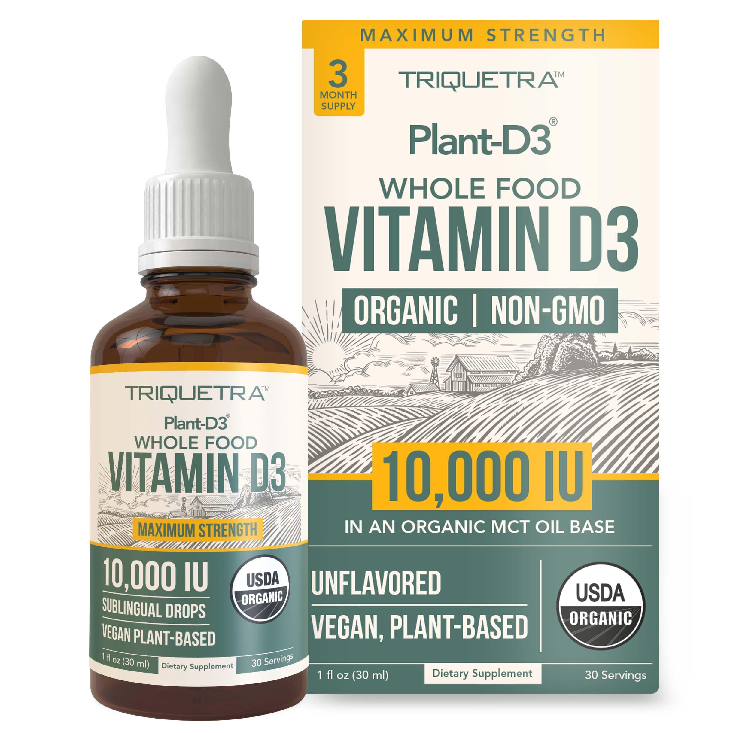Suplemento Triquetra Health De Vitamina D3 Orgánica De 10.000 Ui - Venta Internacional.