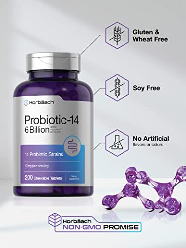 Foto 5 pulgar | Suplemento De Probióticos Masticables Horbäach, 6 Mil Millones De Ufc, 200 Toneladas - Venta Internacional.