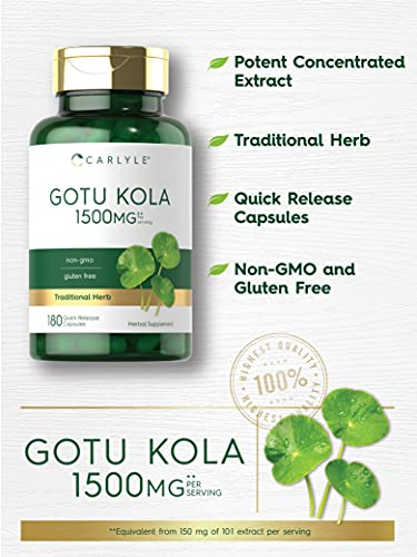 Foto 4 pulgar | Suplemento Carlyle Gotu Kola En Cápsulas, 1500 Mg, 180 Unidades - Venta Internacional.
