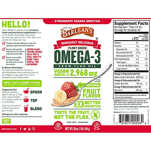 Foto 3 pulgar | Suplemento De Aceite De Lino Omega Swirl De Barlean's Organic Oils, 16 Onzas - Venta Internacional.