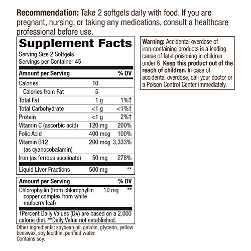 Foto 4 pulgar | Suplemento Nature's Way Ultimate Iron 50 Mg 90 Cápsulas Blandas - Venta Internacional.