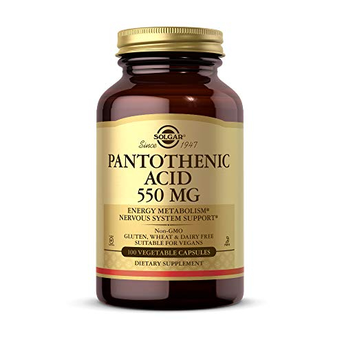 Suplemento De Ácido Pantoténico Solgar 550 Mg, 100 Cápsulas Vegetales - Venta Internacional.
