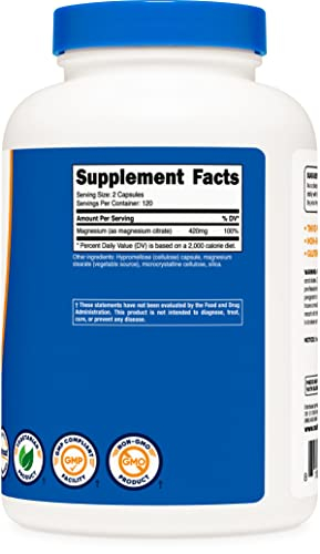 Foto 4 pulgar | Suplemento Nutricost Citrato De Magnesio 420 Mg 240 Cápsulas - Venta Internacional.