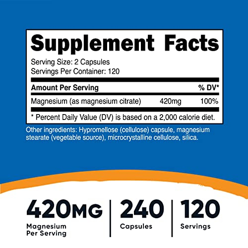 Foto 5 pulgar | Suplemento Nutricost Citrato De Magnesio 420 Mg 240 Cápsulas - Venta Internacional.