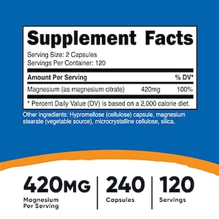 Foto 4 | Suplemento Nutricost Citrato De Magnesio 420 Mg 240 Cápsulas - Venta Internacional.