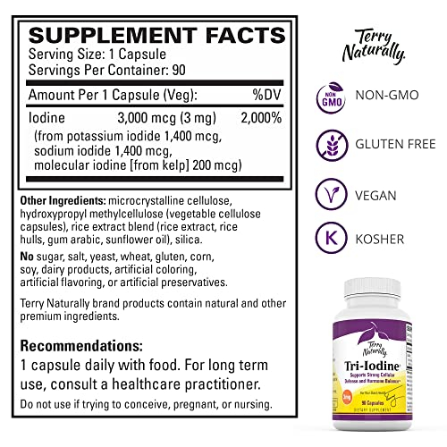 Foto 6 pulgar | Suplemento Terry Naturally Tri-iodine, 3 Mg, 90 Cápsulas Veganas - Venta Internacional.