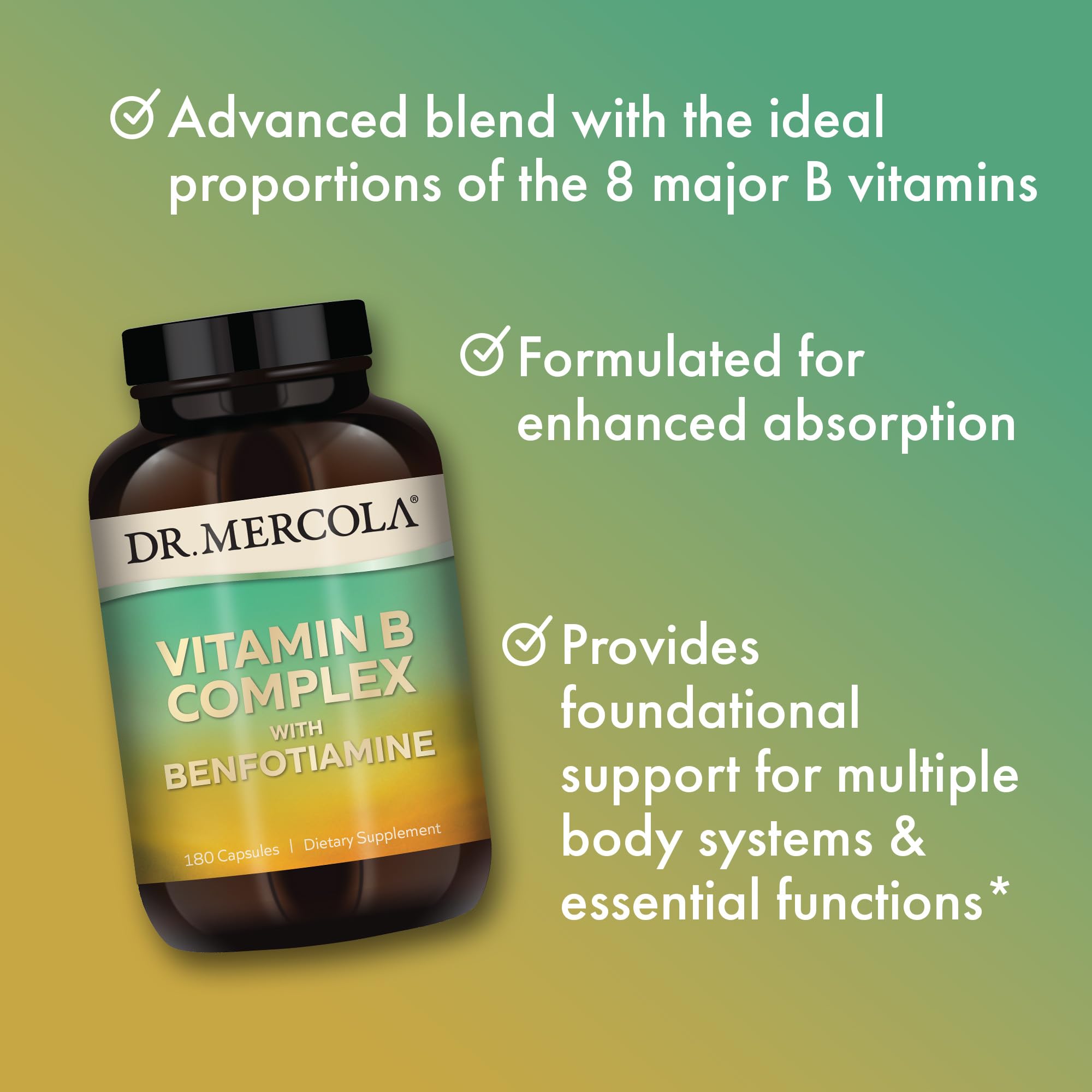 Foto 5 pulgar | Suplemento Del Complejo De Vitamina B Dr. Mercola 180 Cápsulas - Venta Internacional.