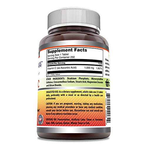 Foto 4 pulgar | Suplemento De Vitamina C Amazing Formulas 1000 Mg 250 Comprimidos - Venta Internacional.