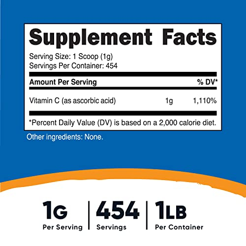 Foto 3 pulgar | Vitamina C En Polvo Nutricost, Ácido Ascórbico Puro, 454 G - Venta Internacional.