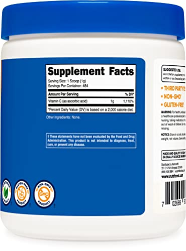 Foto 4 | Vitamina C En Polvo Nutricost, Ácido Ascórbico Puro, 454 G - Venta Internacional.