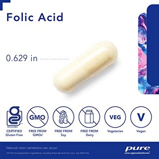 Foto 3 | Suplemento De Ácido Fólico De Pure Encapsulations, 1,333 Mcg, 60 Cápsulas - Venta Internacional.