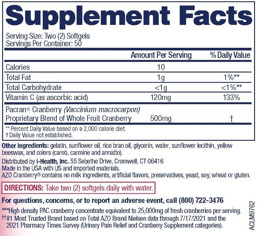 Foto 6 pulgar | Suplemento De Salud Azo Cranberry Ut Con Cápsulas Blandas De - Venta Internacional.