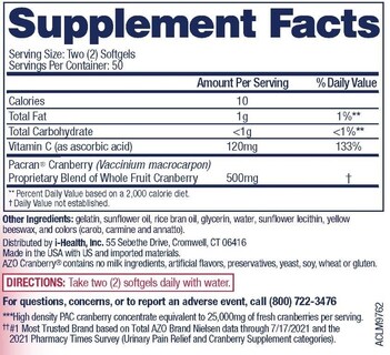 Foto 5 | Suplemento De Salud Azo Cranberry Ut Con Cápsulas Blandas De - Venta Internacional.