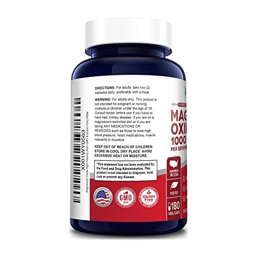 Foto 4 pulgar | Suplemento De Óxido De Magnesio Nusapure 1000 Mg 180 Cápsulas Vegetarianas - Venta Internacional.