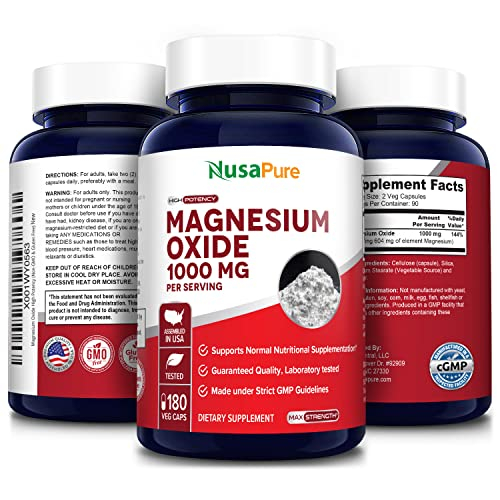 Foto 5 pulgar | Suplemento De Óxido De Magnesio Nusapure 1000 Mg 180 Cápsulas Vegetarianas - Venta Internacional.