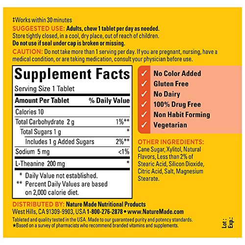 Foto 7 pulgar | Suplemento De L-teanina Masticable Nature Made 200 Mg - Venta Internacional.