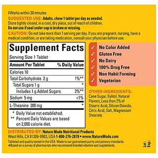 Foto 6 | Suplemento De L-teanina Masticable Nature Made 200 Mg - Venta Internacional.