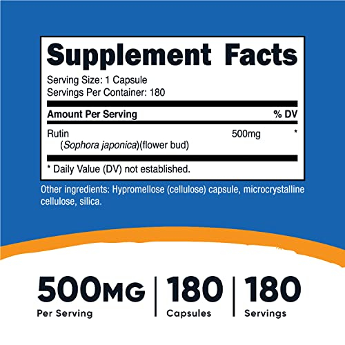 Foto 3 pulgar | Suplemento Nutricost Rutin 500 Mg 180 Cápsulas Sin Gluten - Venta Internacional.