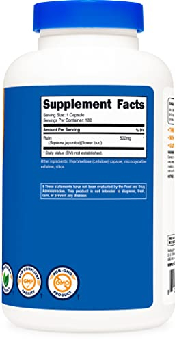 Foto 5 pulgar | Suplemento Nutricost Rutin 500 Mg 180 Cápsulas Sin Gluten - Venta Internacional.